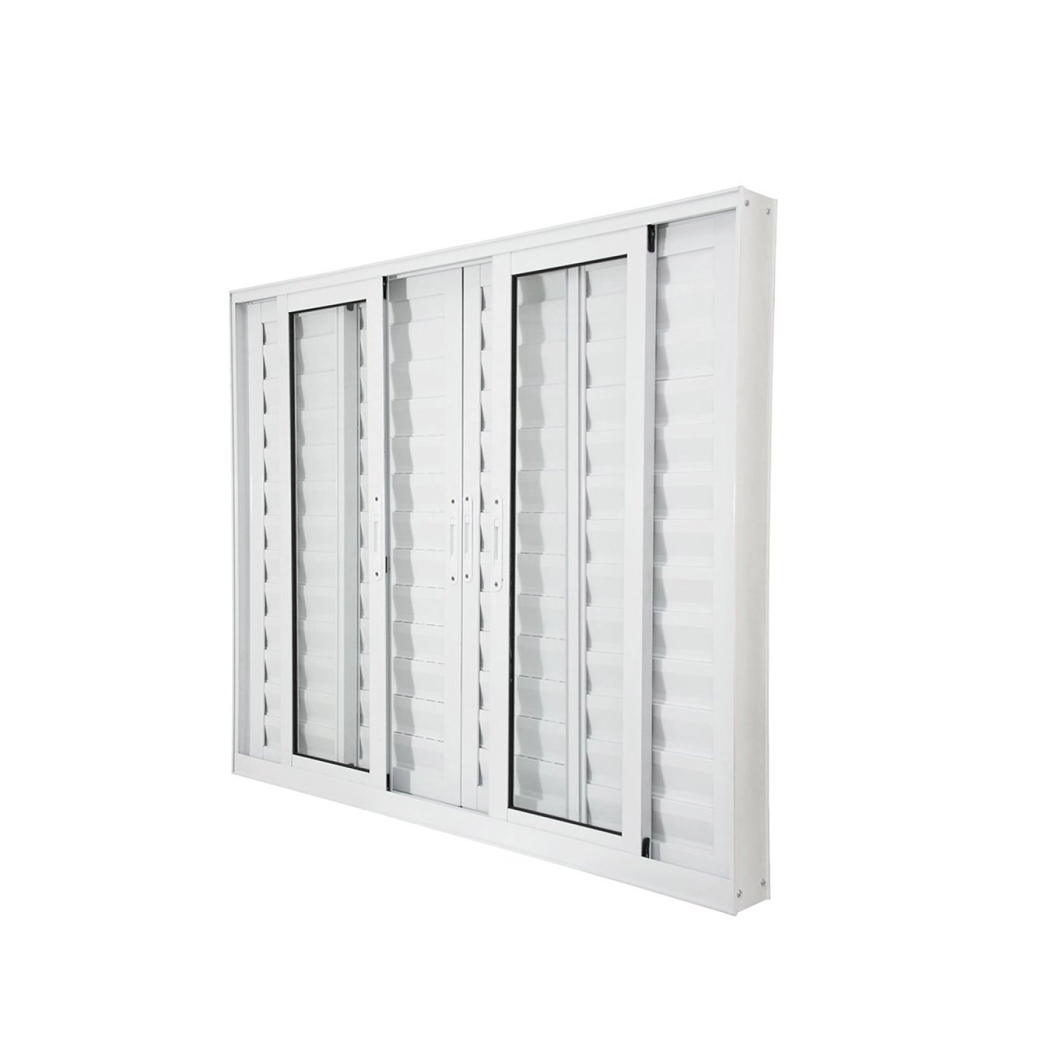 Janela Veneziana Abertura Central Premium 6 Folhas Vidro Liso 100x120cm Crv Portas E Janelas Branco