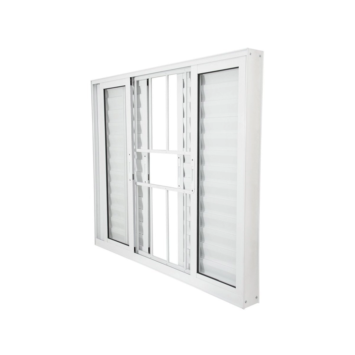 Janela Veneziana Abertura Central Premium 6 Folhas Grade Vidro Liso 100x200cm Crv Portas E Janelas Branco