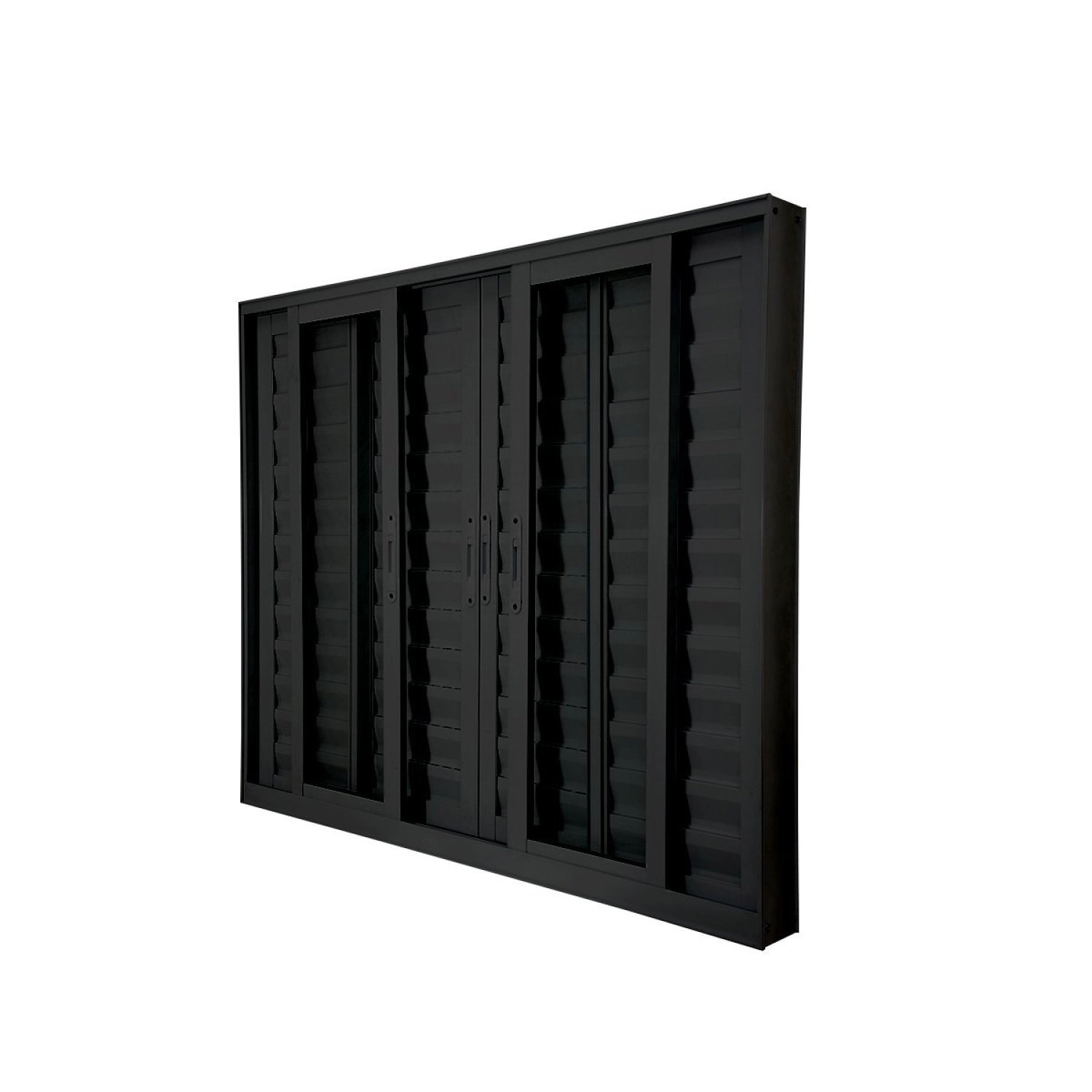 Janela Veneziana Abertura Central Premium 6 Folhas Vidro Liso 100x120cm Crv Portas E Janelas Preto