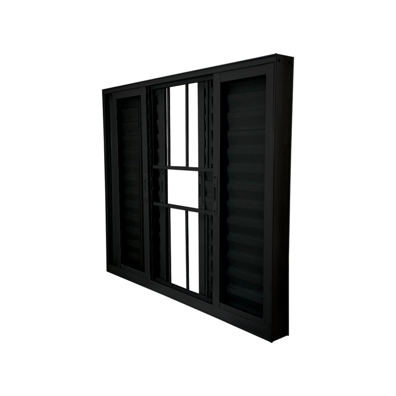 Janela Veneziana Abertura Central Premium 6 Folhas Grade Vidro Liso 100x120cm Crv Portas E Janelas Preto