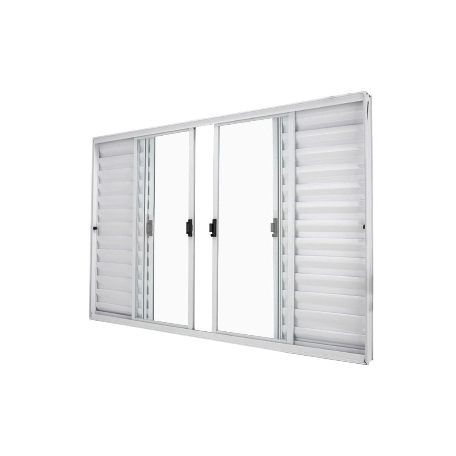 Janela Veneziana Abertura Central Exclusiva 6 Folhas Vidro Liso 100x100cm Crv Portas E Janelas Branco
