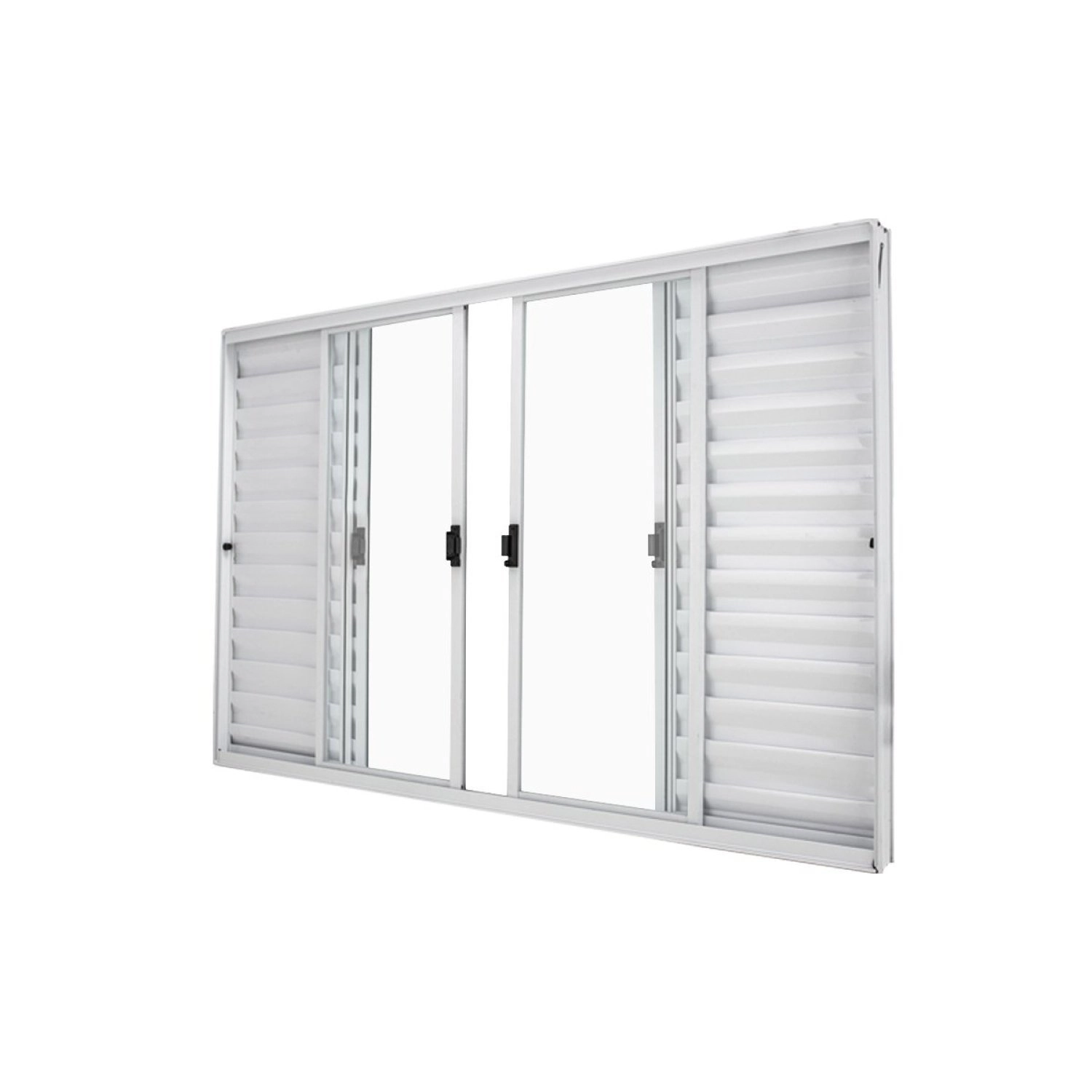 Janela Veneziana Abertura Central Exclusiva 6 Folhas Vidro Liso 100x150cm Crv Portas E Janelas Branco