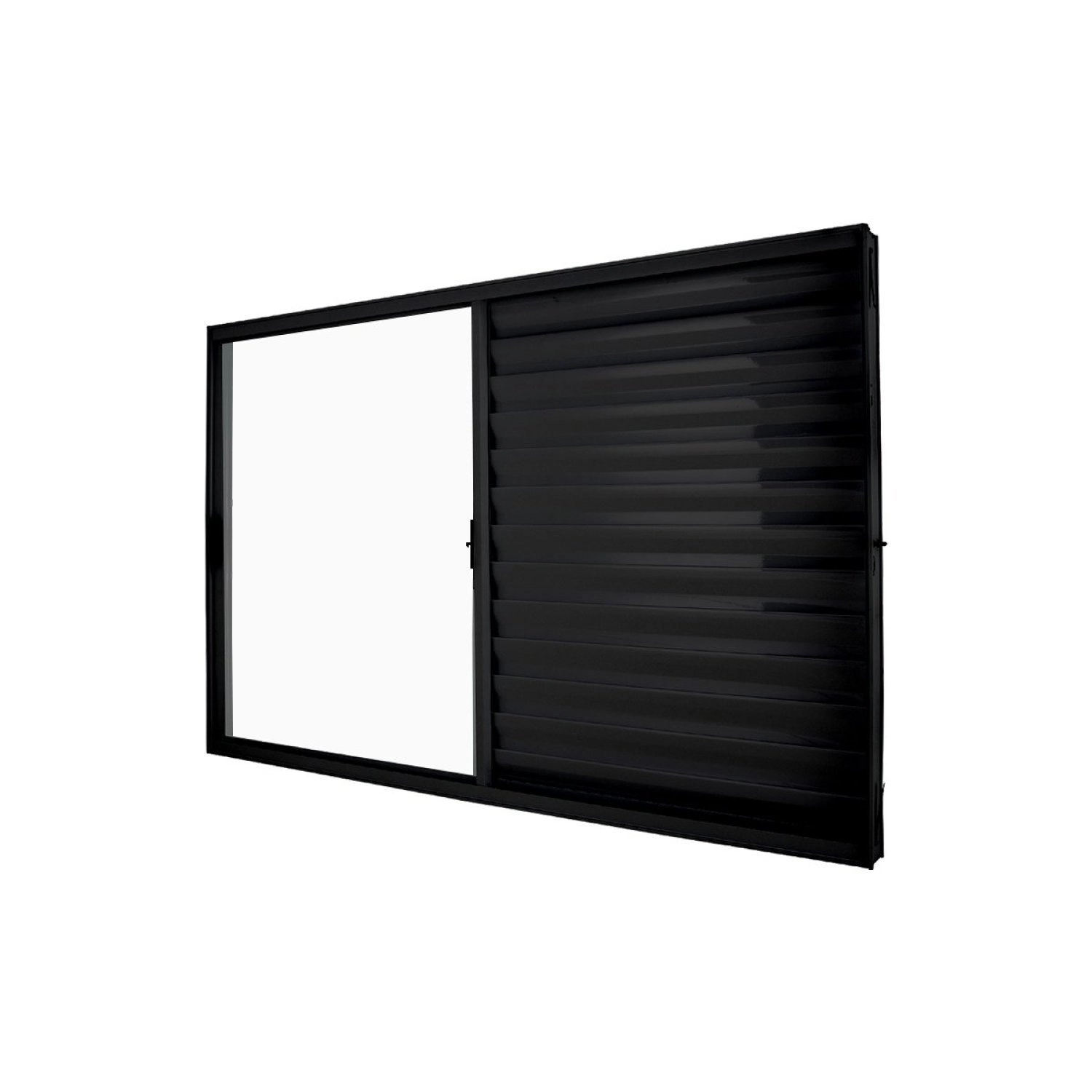 Janela Veneziana Abertura Central Exclusiva 3 Folhas 100x100cm Vidro Liso Crv Portas E Janelas Preto