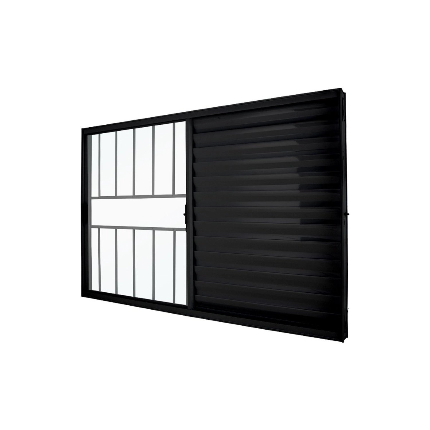 Janela Veneziana Abertura Direita Exclusiva 3 Folhas Grade Vidro Liso 100x150cm Crv Portas E Janelas Preto