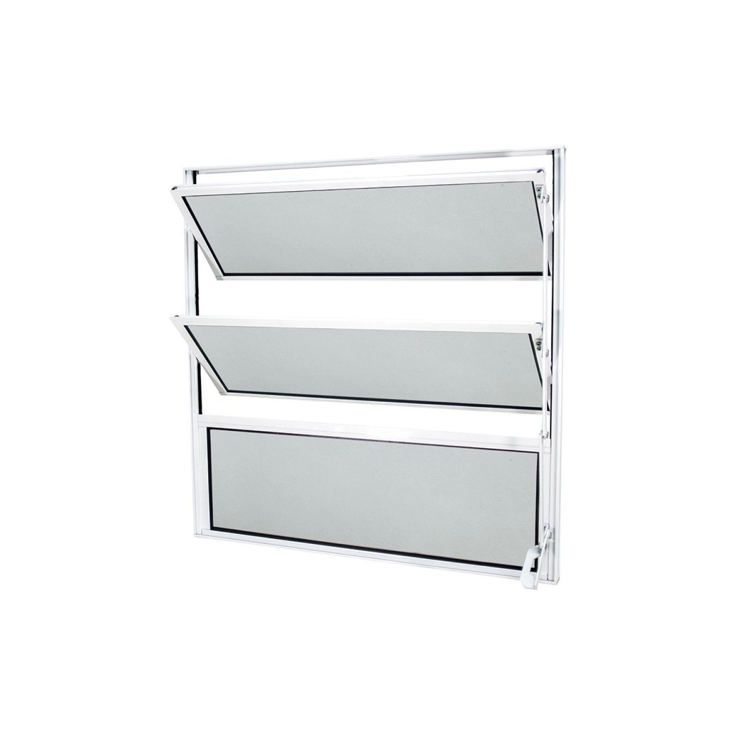 Janela Basculante De Aluminio Com Abertura Central Exclusivo 1 Seção Vidro Mini Boreal 60x60cm Crv Branco