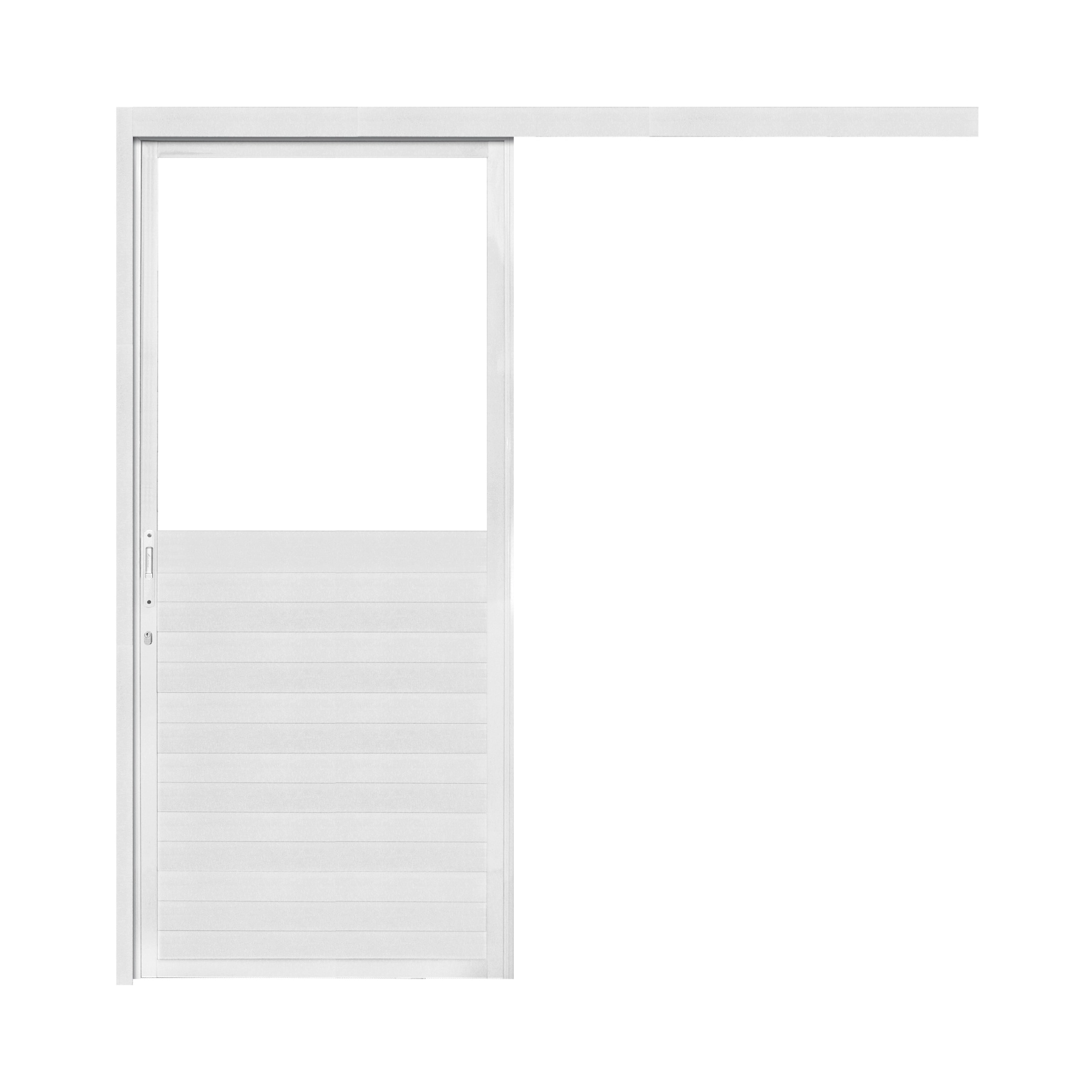 Porta de Correr Suspensa Lambrill de Alumínio Branco com Vidro Mini Boreal 2,10x0,80m CRV