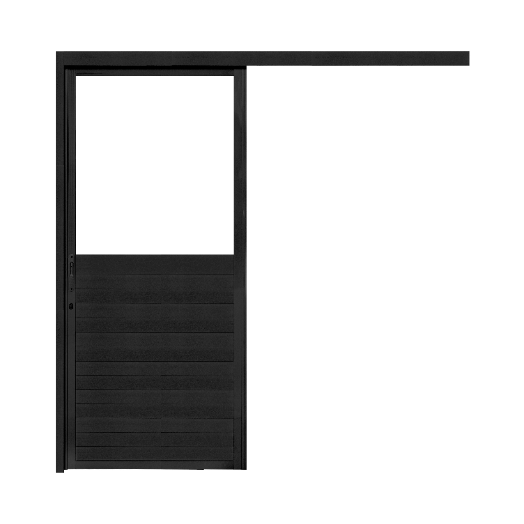Porta de Correr Suspensa Lambrill de Alumínio Preto com Vidro Mini Boreal 2,10x1,00m CRV