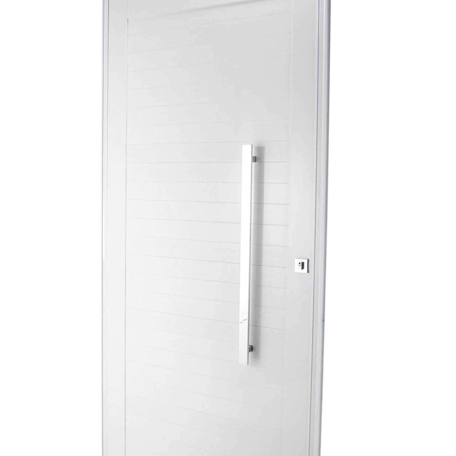 Porta Lambri Pivotante De Aluminio 215x100x10,5cm Com Puxador Reto Abertura Esquerda Crv Esquadrias Branco