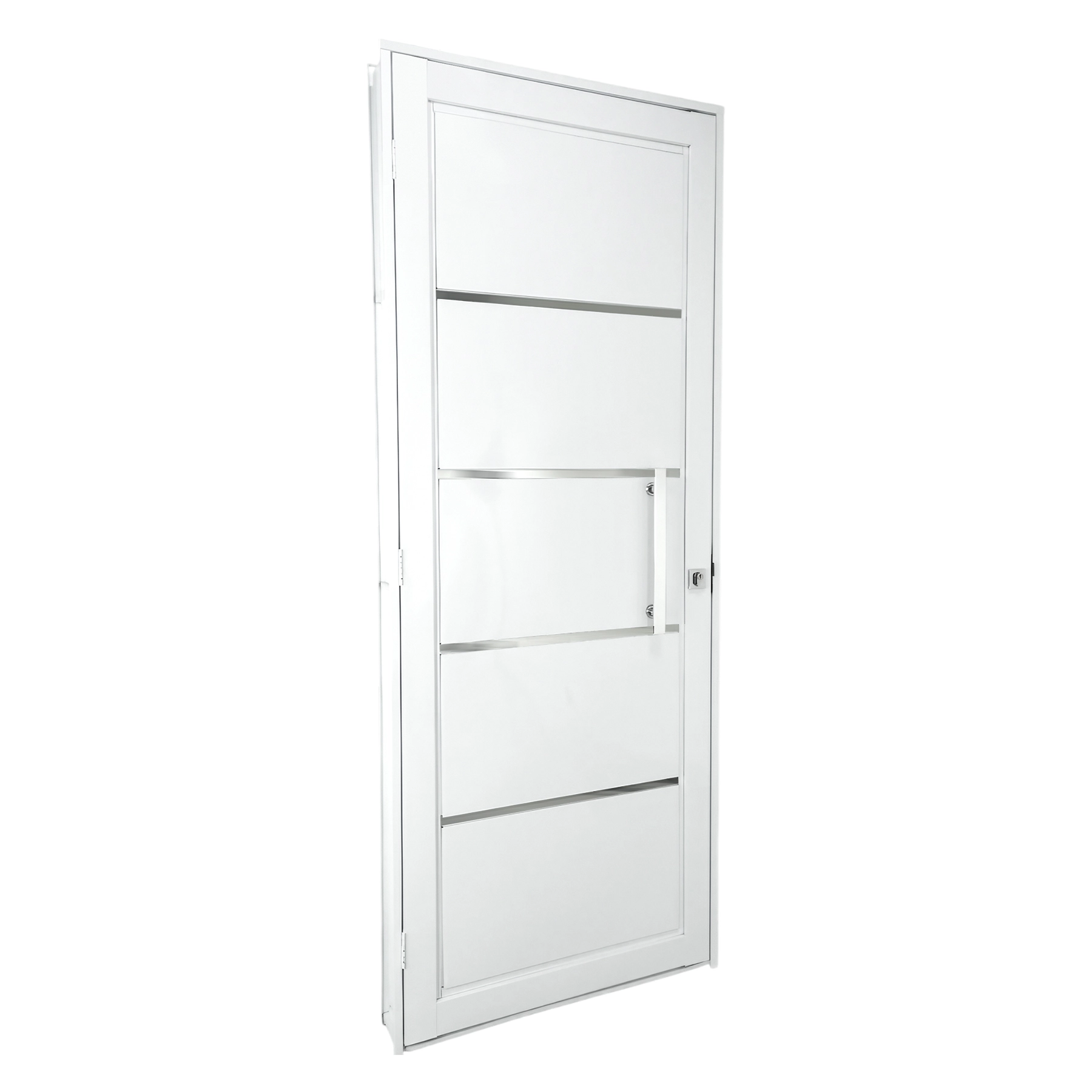 Kit Porta Alumínio de Giro Direito Branca 215x84cm Com Batente Standard Alumínio CRV