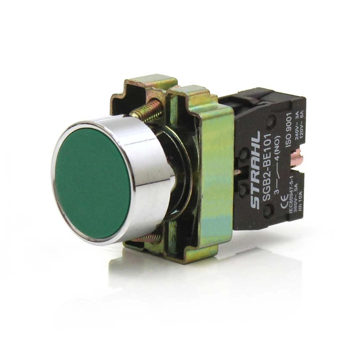 Botão De Pulso Para Comando Metálico 220v Strahl Verde