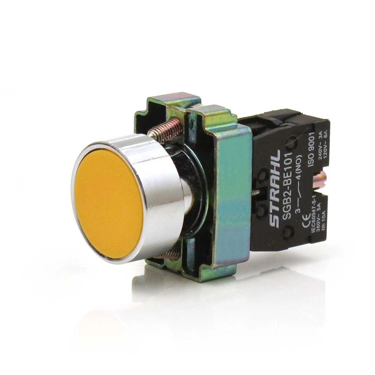 Botão De Pulso Para Comando Metálico 220v Strahl Amarelo