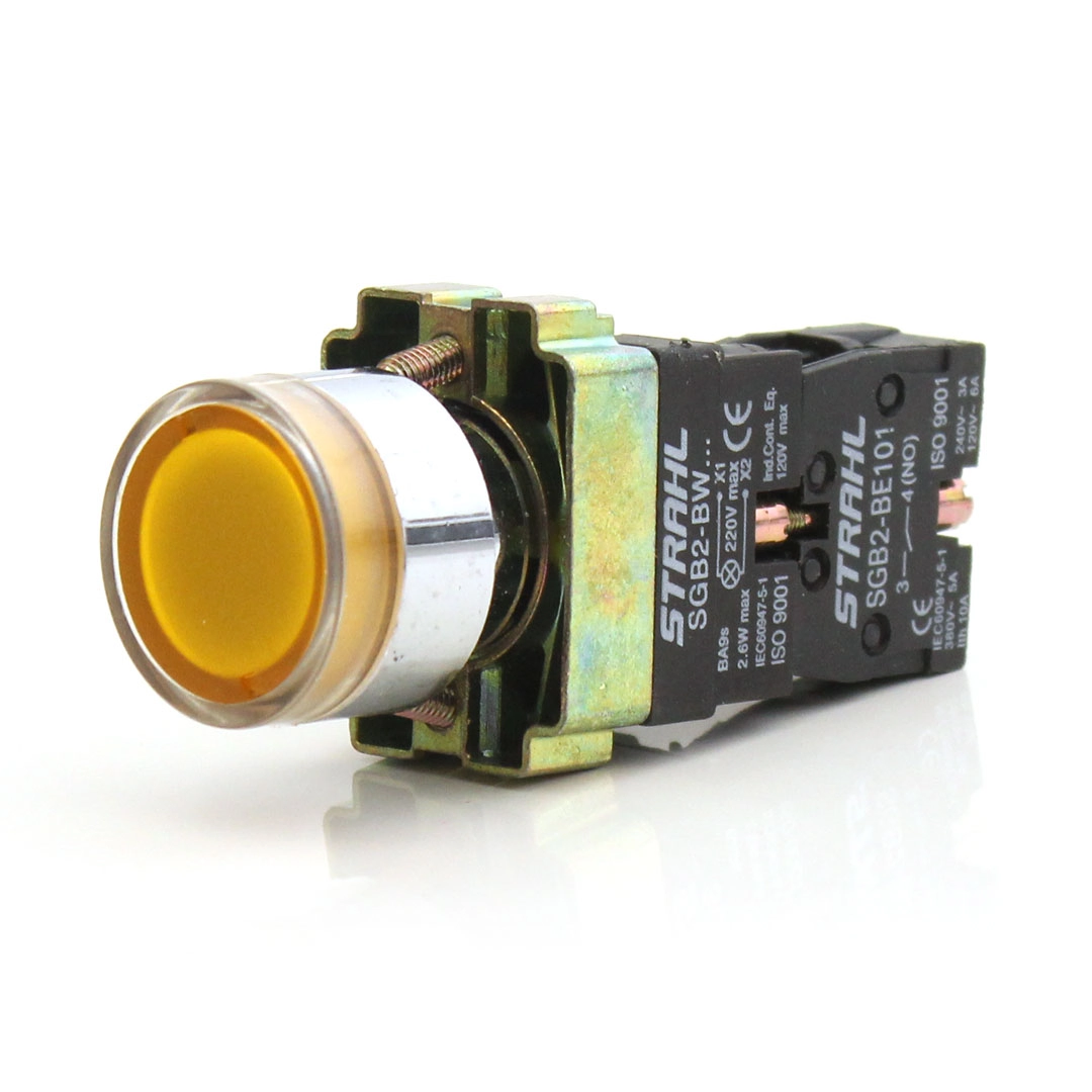 Botão De Pulso Luminoso Para Comando Na Metálico Strahl Amarelo