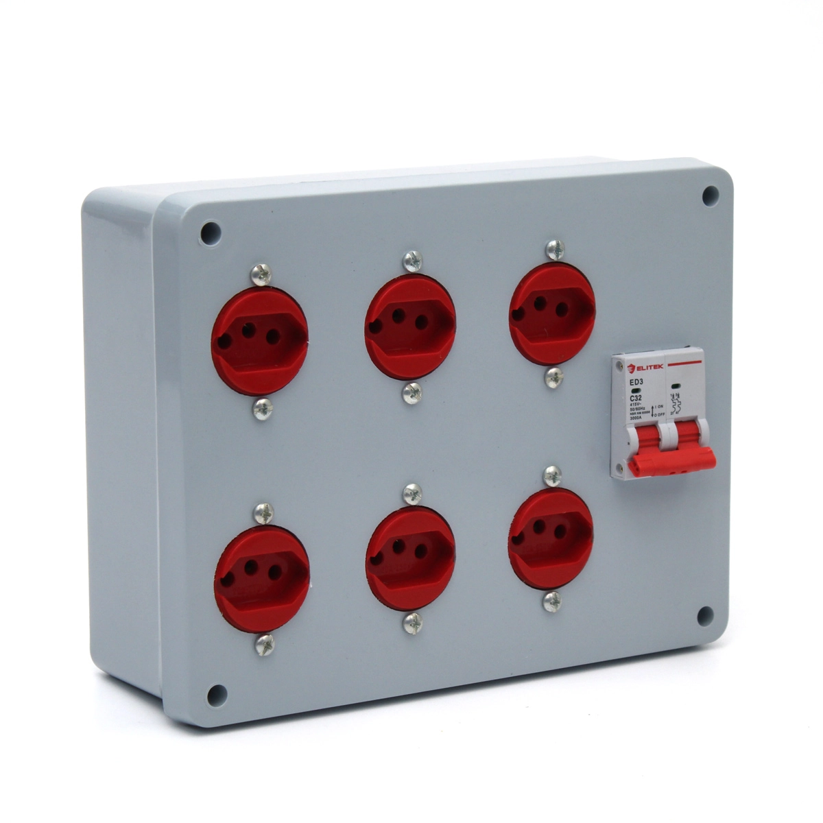 Unidade Combinada Padrão Brasileiro 6 Tomadas 20a E Disjuntor 2p 32a 220/240v