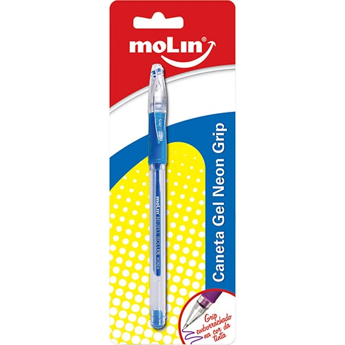 Caneta Gel Grip Neon Azul Claro Molin 1 Unidade