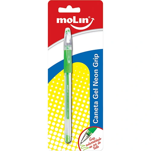 Caneta Gel Grip Neon Verde Molin 1 Unidade