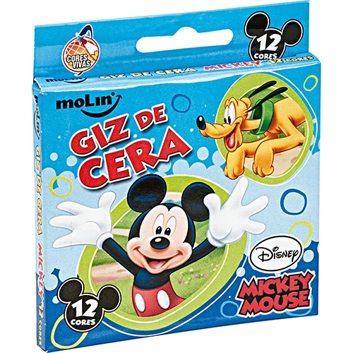 Giz De Cera Fino Mickey 12 Cores Molin