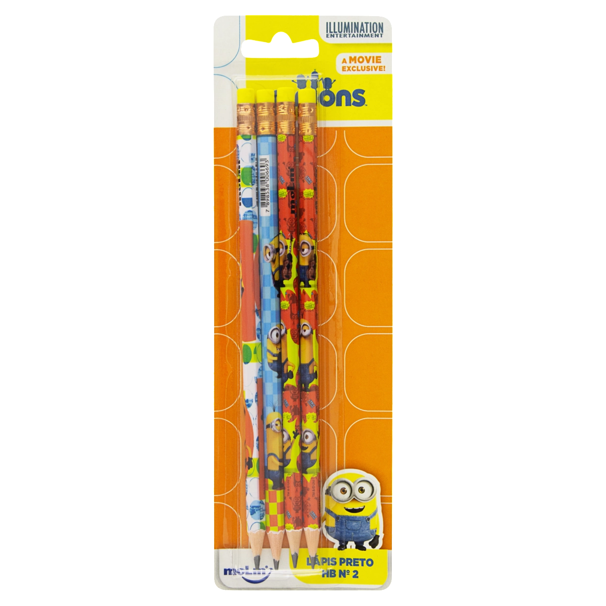 Lápis Preto Hb N 2 Minions Molin 4 Unidades