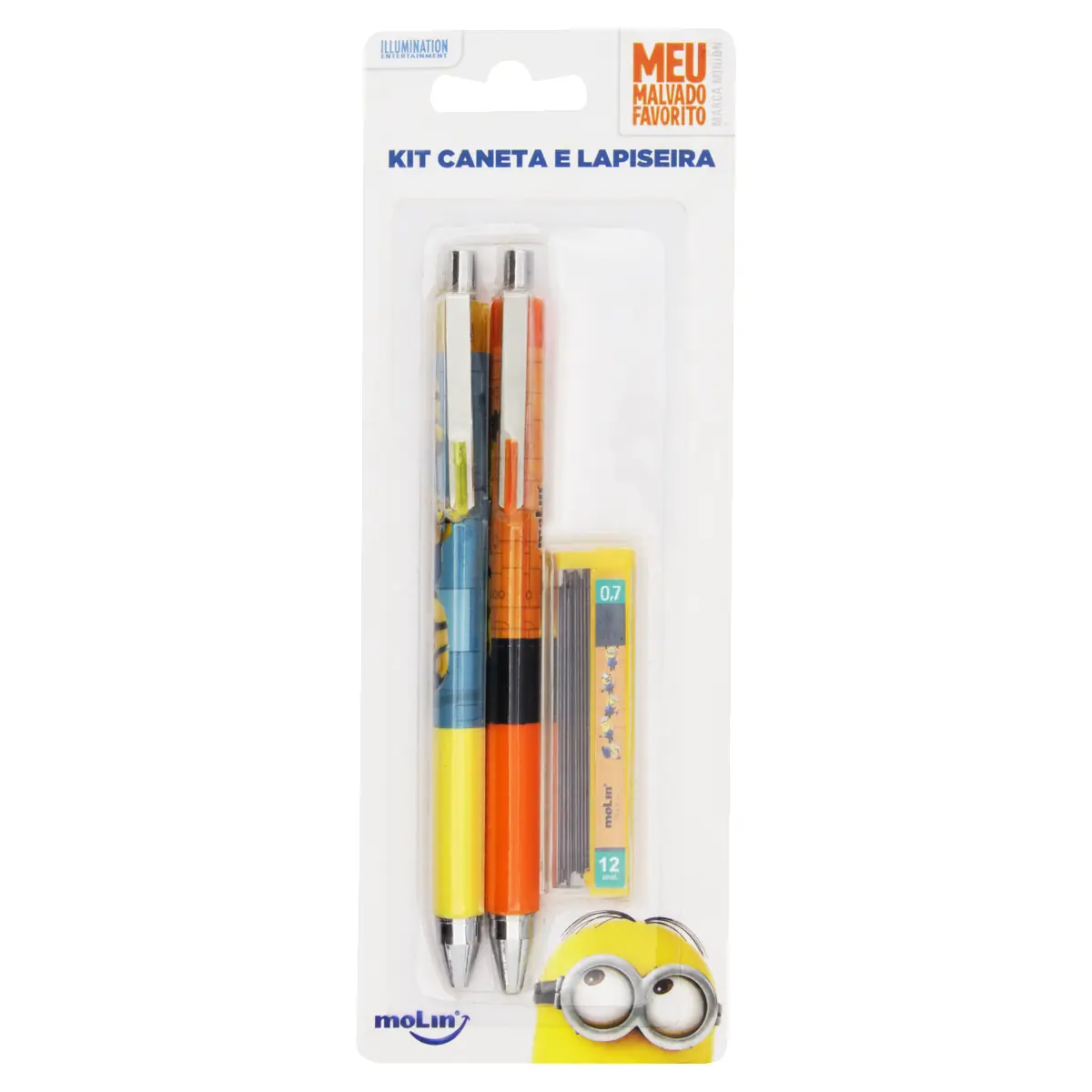 Kit Caneta Esferográfica Lapiseira 0,7mm Grafite 0,7mm Meu Malvado Favorito Molin