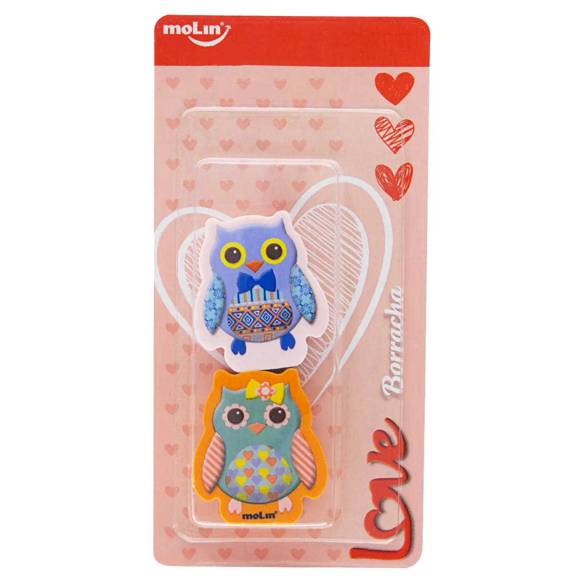 Borracha Coruja Love Molin 2 Unidades