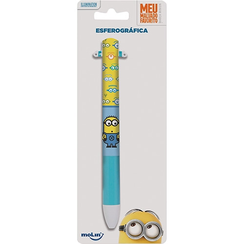 Caneta Esferráfica Azul E Vermelha Molin Bicolor Minions 1 Unidade