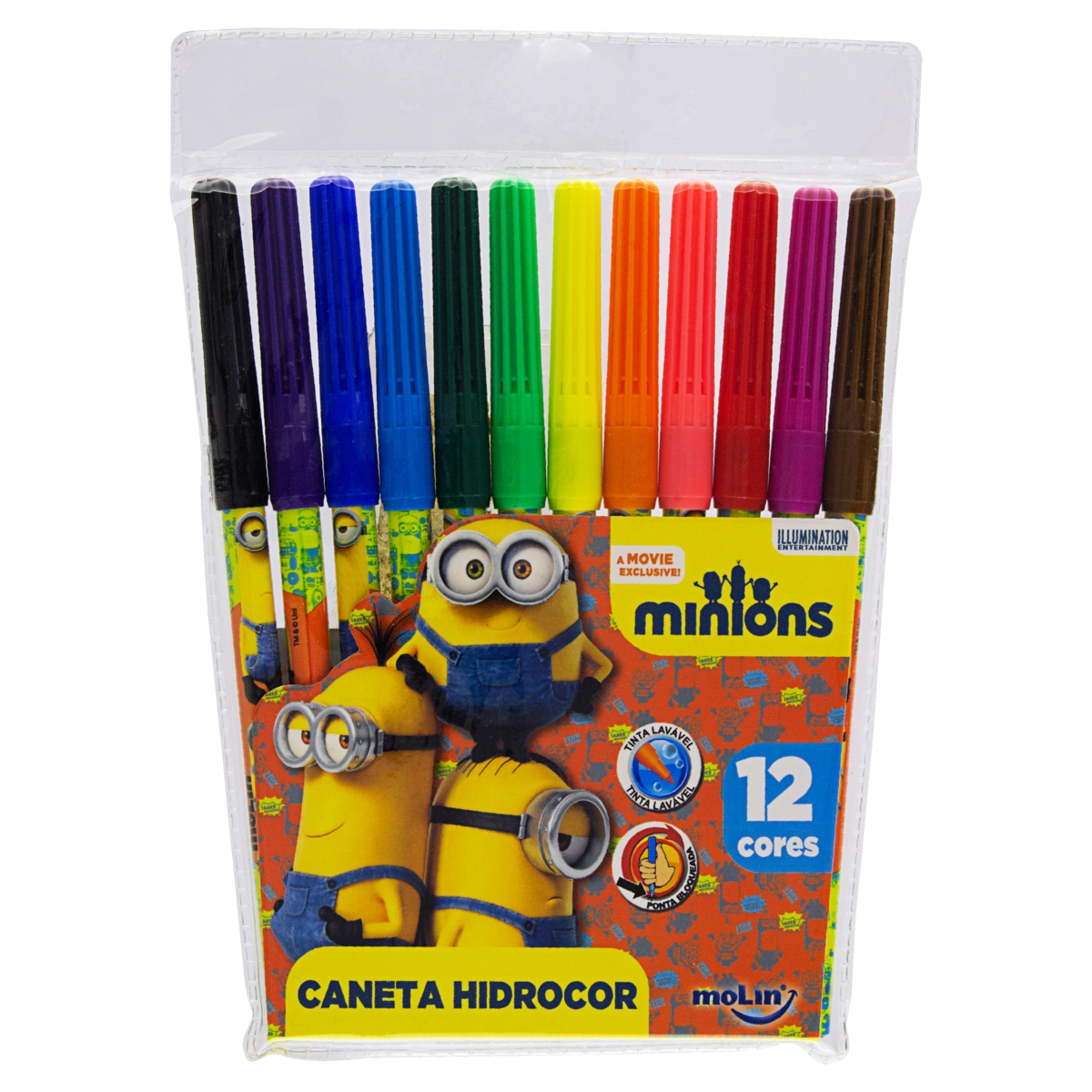 Caneta Hidrográfica Minions Molin 12 Unidades