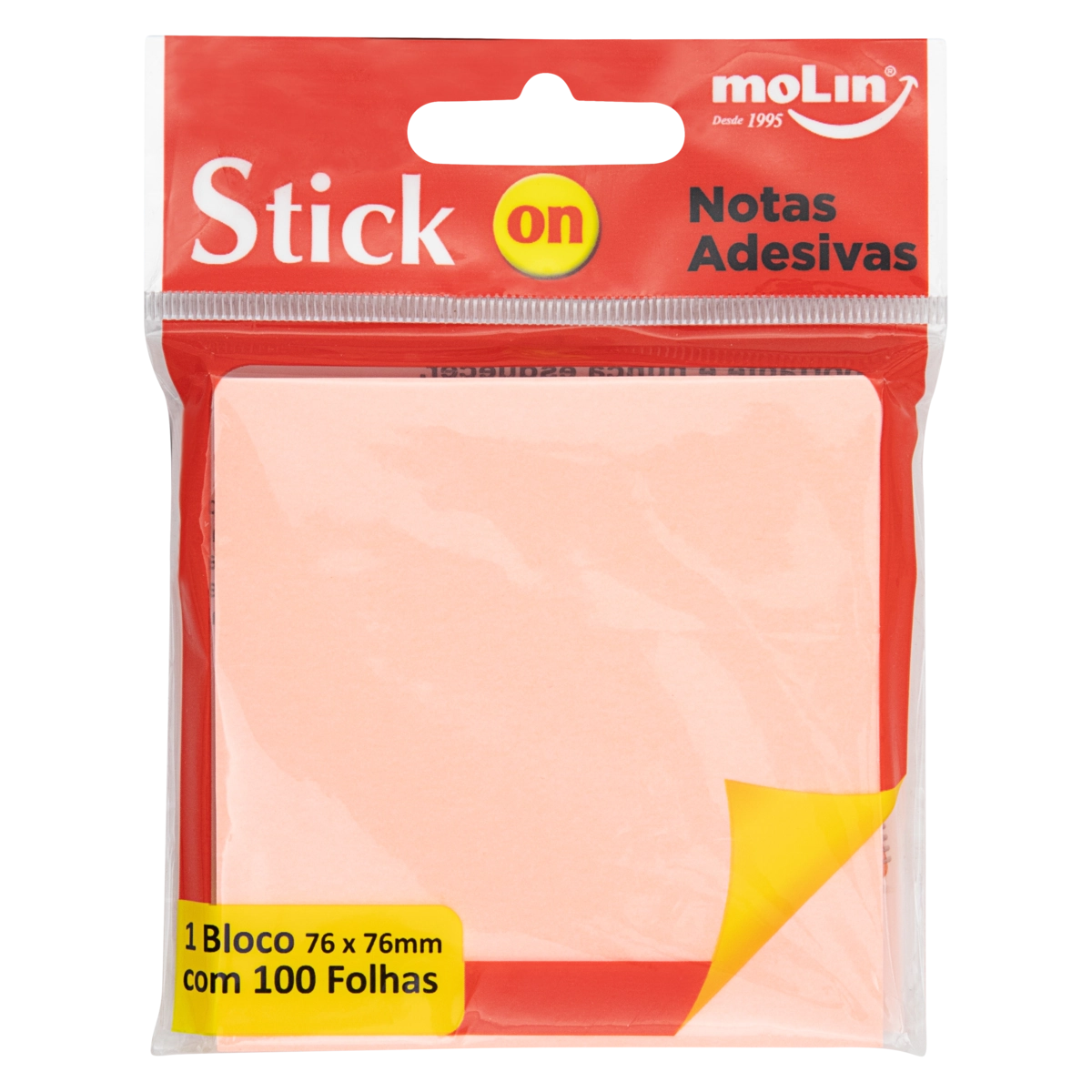 Bloco De Notas Com Adesivo Rosa Molin Stick On 76 X 76mm Pacote 100 Folhas