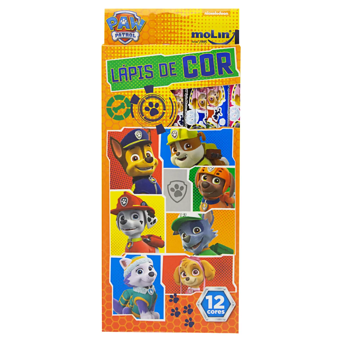 Lápis De Cor 12 Cores Paw Patrol Molin 12 Unidades