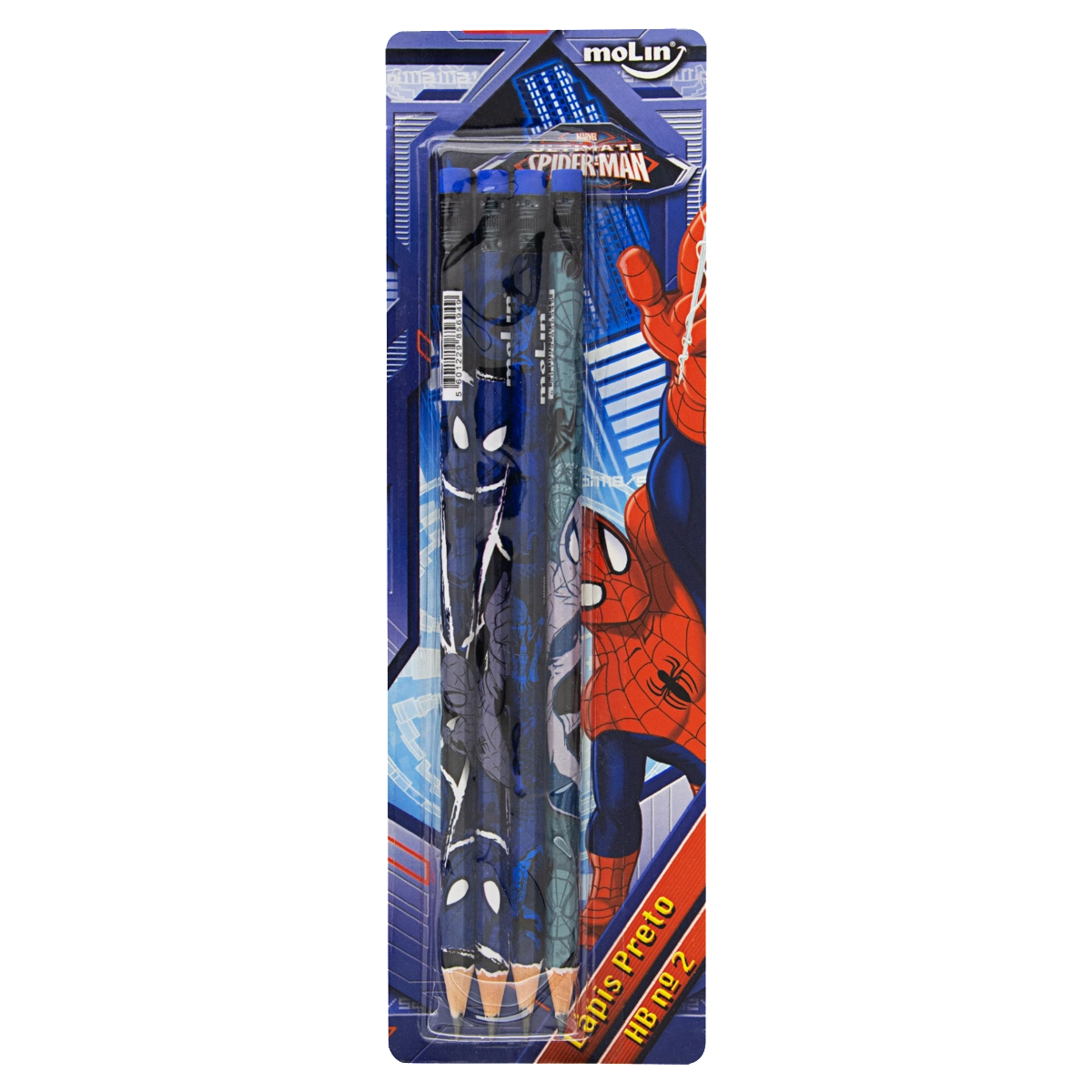 Lápis Preto Hb N 2 Ultimate Spider Man Molin 4 Unidades