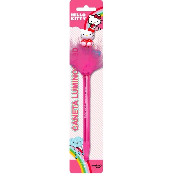 Molin Hello Kitty Luminosa 3d Esferográfica Azul 1 Unidade