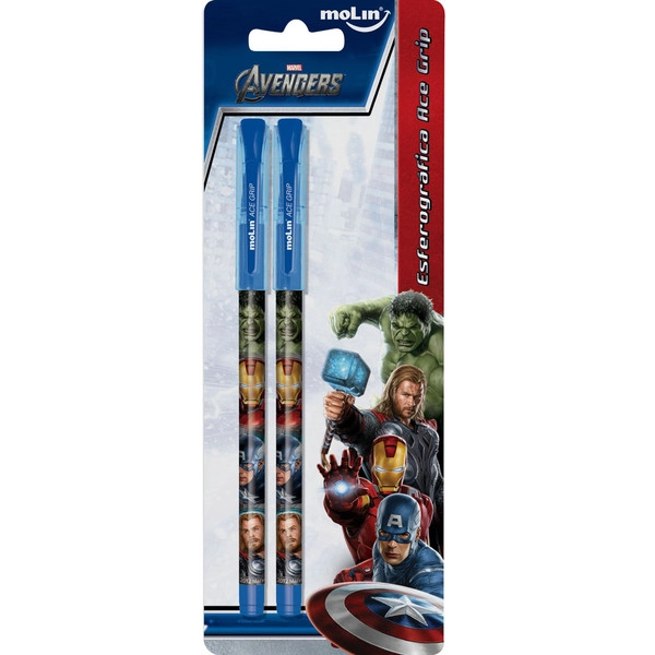 Molin Ace Grip Avengers Esferográfica Azul 2 Unidades