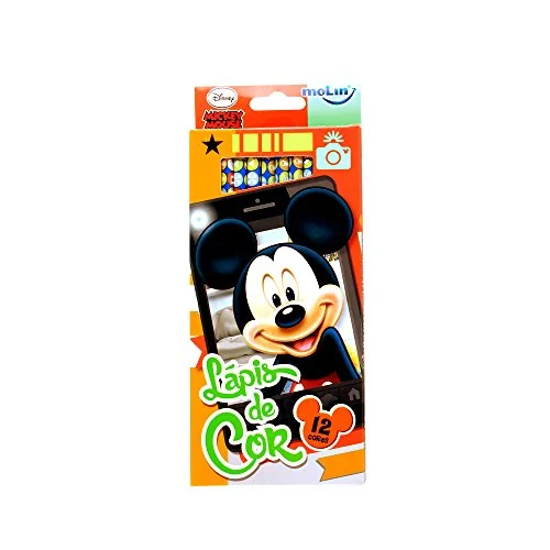 Lápis De Cor Molin Sextavado Mickey 12 Cores