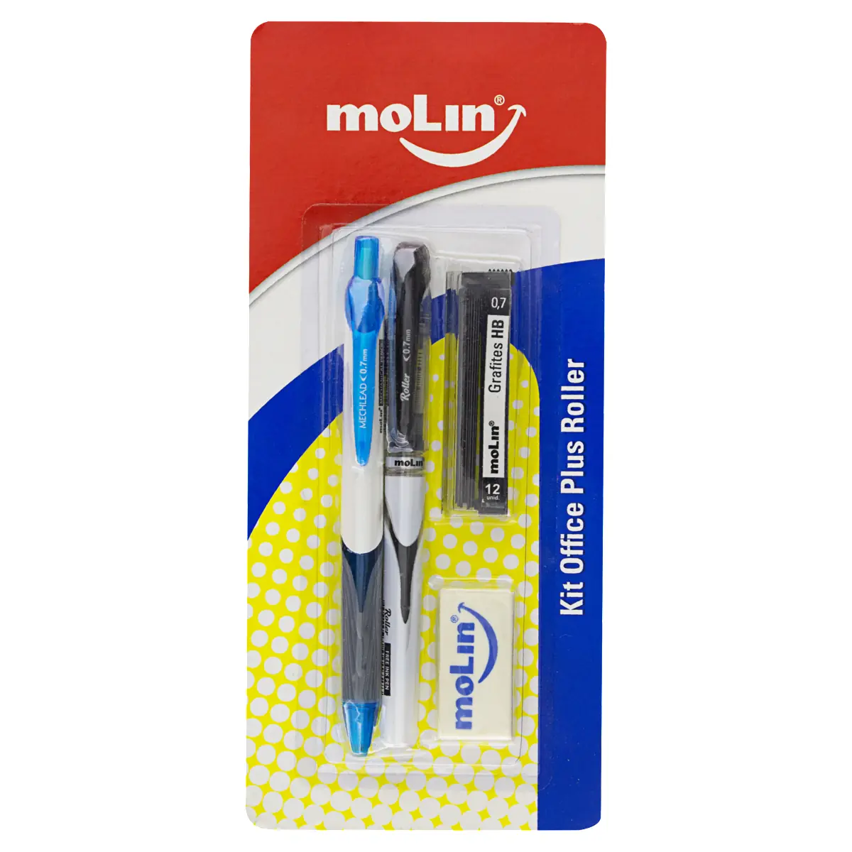 Kit Caneta Esferográfica 0,7mm Lapiseira 0,7mm Borracha Grafite Hb 0,7mm Office Plus Roller Molin