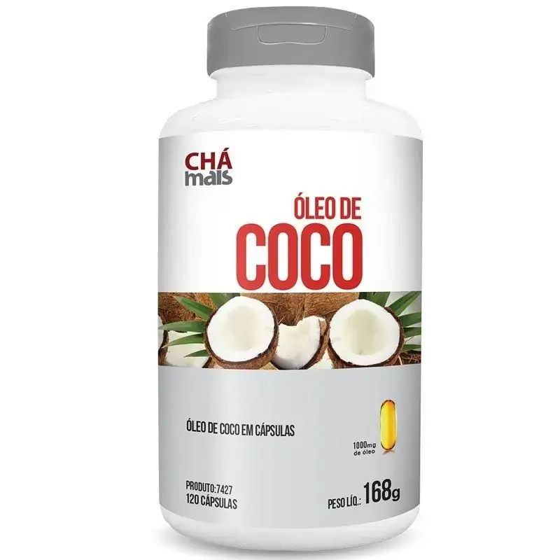 Óleo de coco extra virgem 1000mg Chá Mais 120 cápsulas