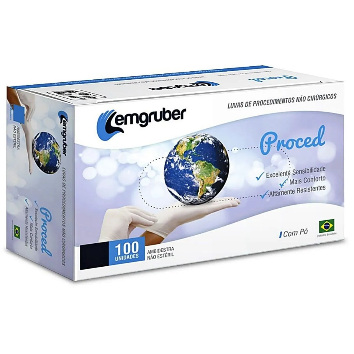 Luva De Procedimentos Proced Lemgruber - Com Pó - 100 Unidades - Tam Pp