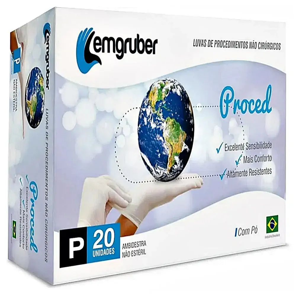 Luva De Procedimentos Proced Lemgruber - Com Pó - 20 Unidades - Tam P