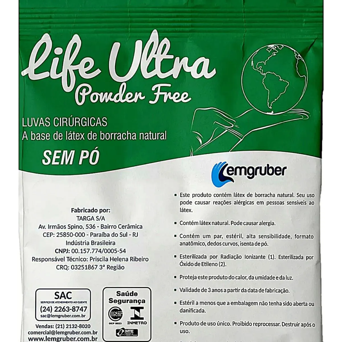 Luva Cirúrgica Life Ultra Powder Free Estéril sem Pó 7.5 - 01 par
