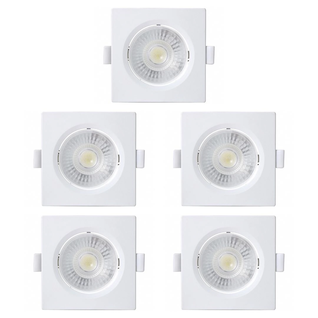 Kit 5 Spot Embutir Taschibra Alltop Quadrado Led 3w 4000k