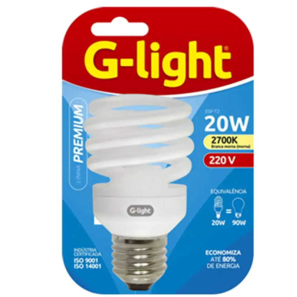 Lampada G Light Premium Esf T2 20w 2700k 220v E27 Unico