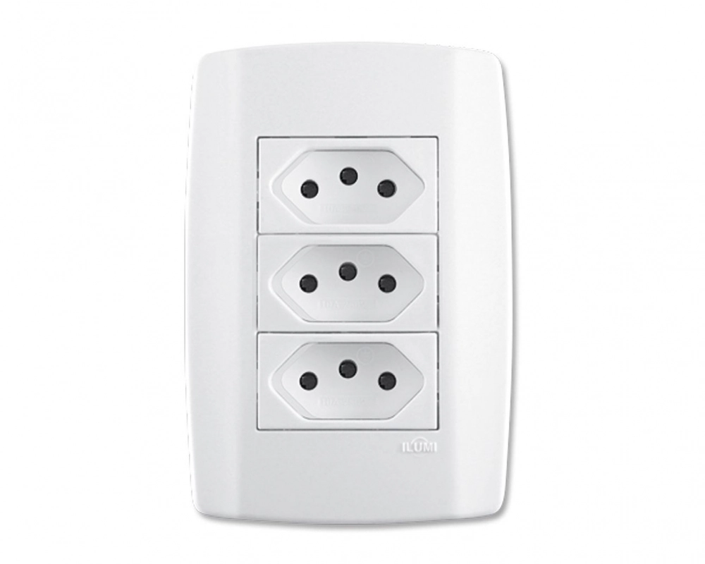 Tomada Tripla Ilumi Slim C-pl 10a 250v 80123 Monobloco