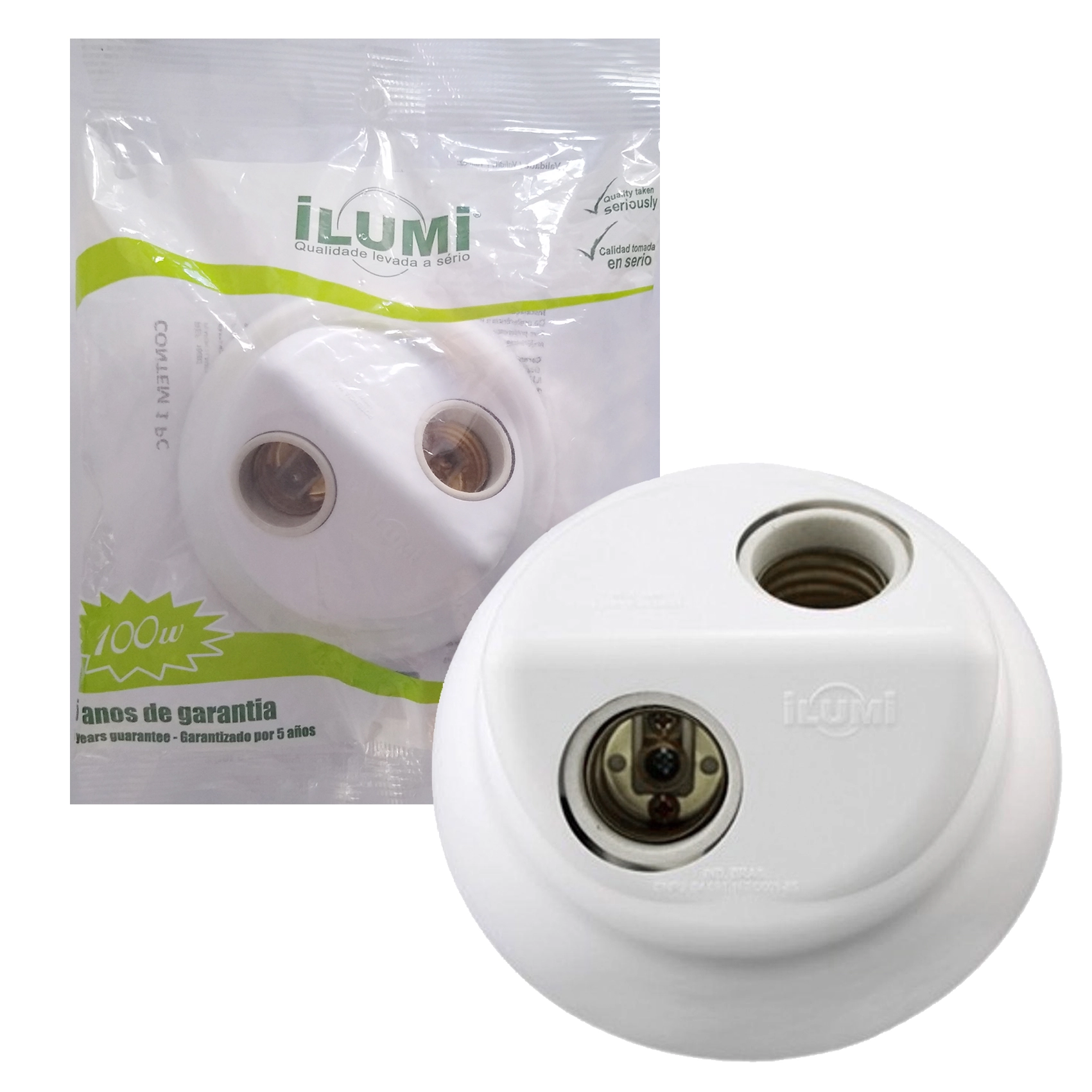 Plafon 2 Lampadas 100w 250v Branco Ilumi