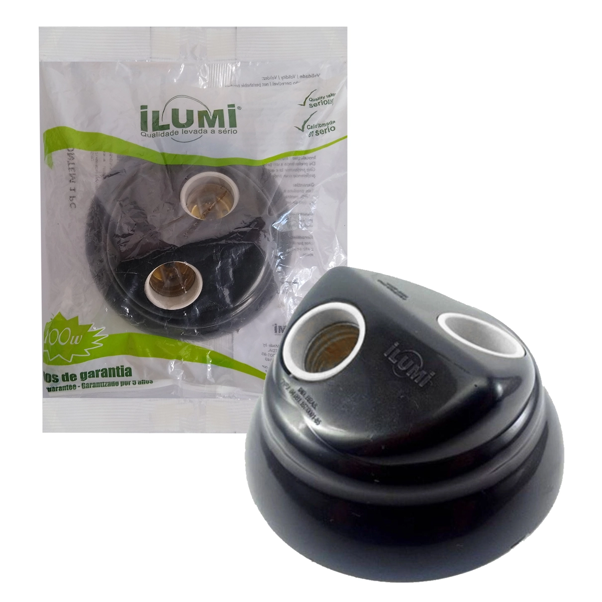 Plafon 2 Lampadas 100w 250v~ Preto Ilumi