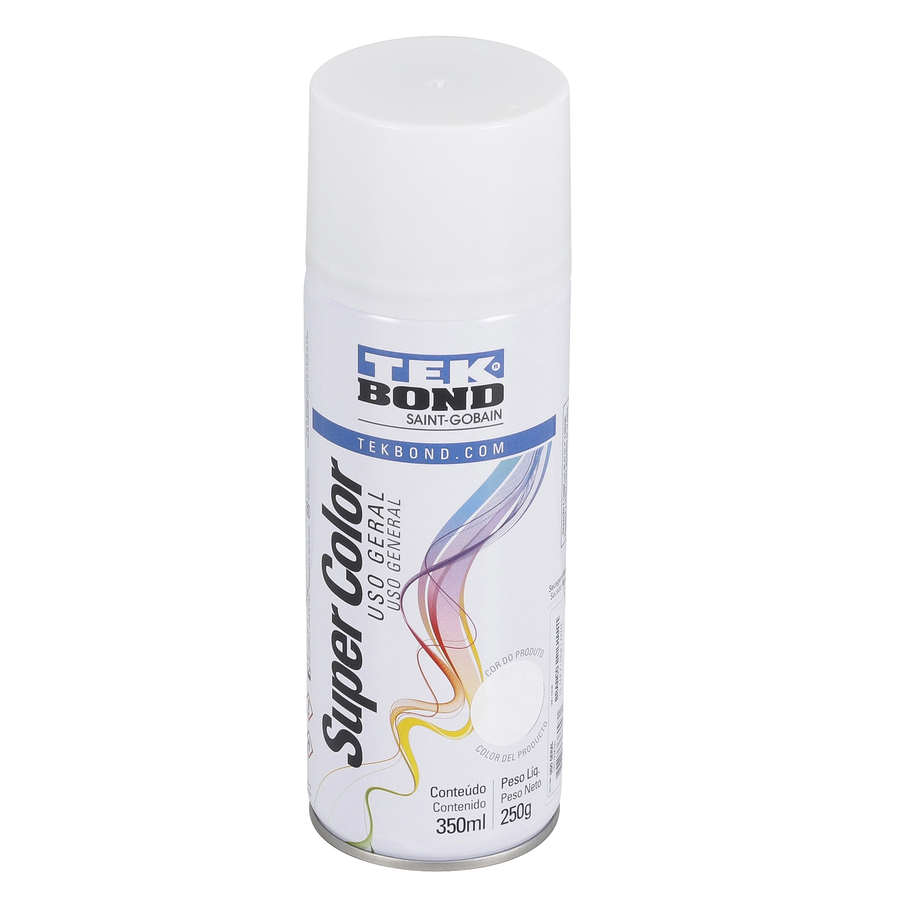 Tinta Spray Branco Brilhante TekBond Super Color 350 Ml