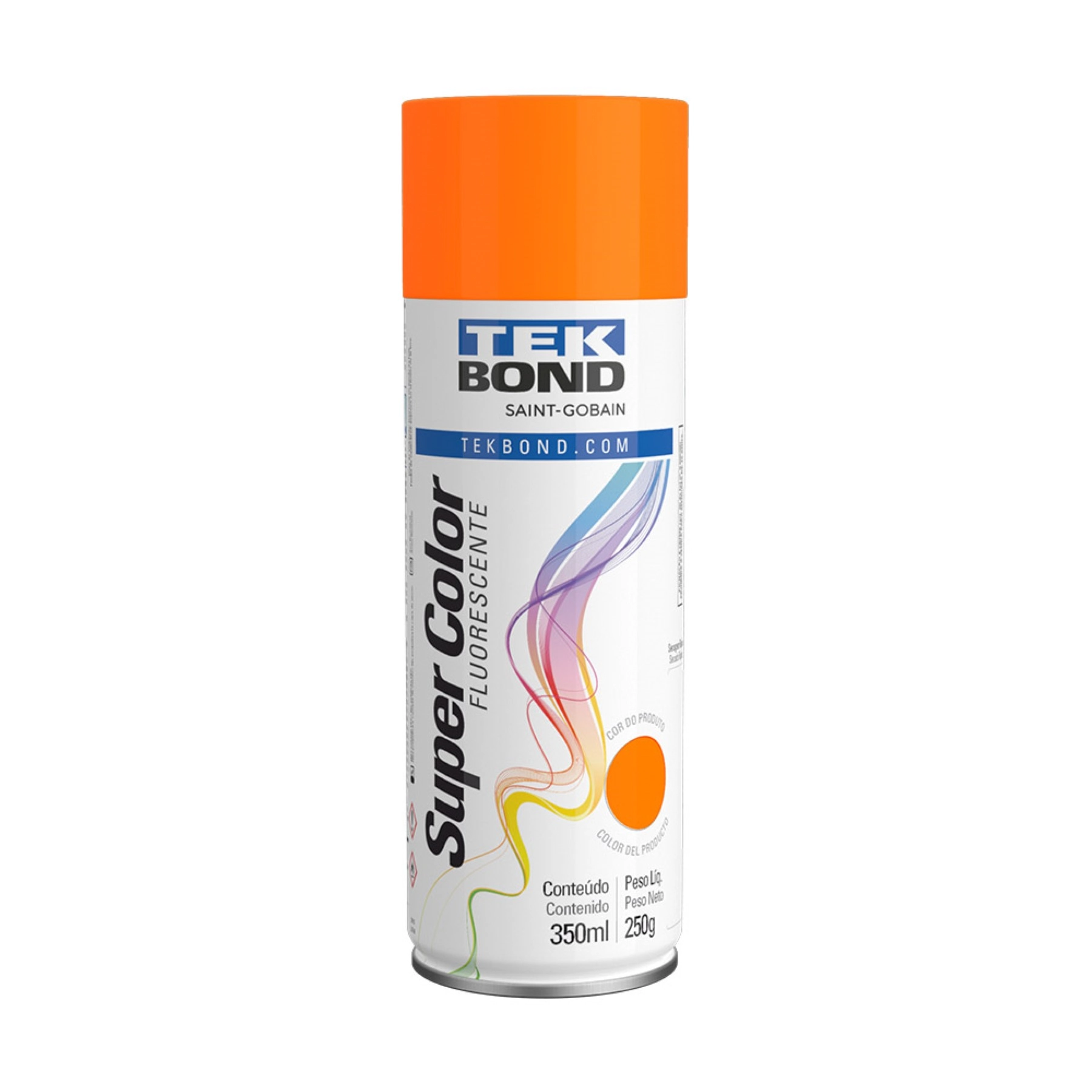 Tinta Spray para Pintura Fluorescente Laranja 350ml Tekbond