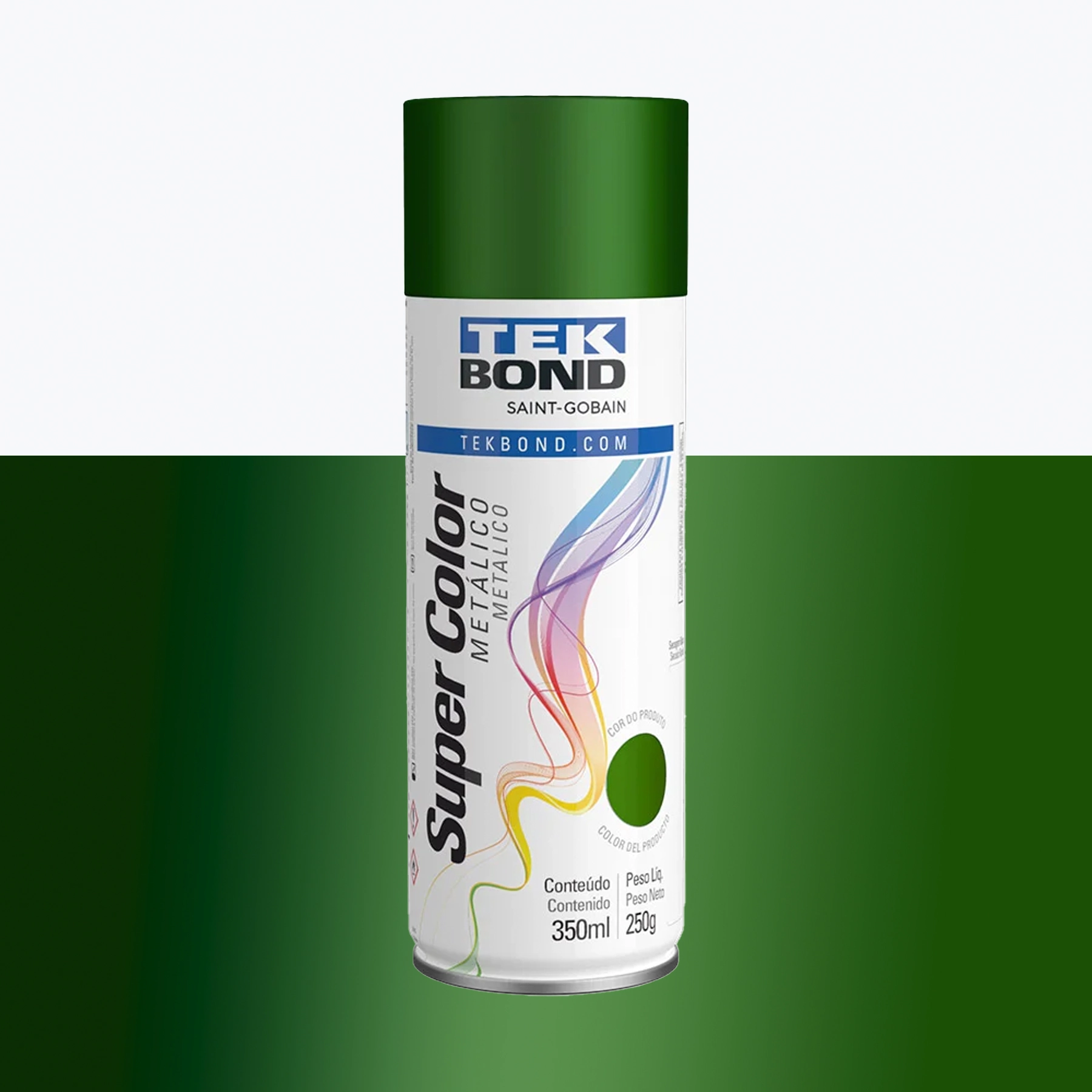 Tinta Spray Metálico Verde Brilhante 350ML Tekbond