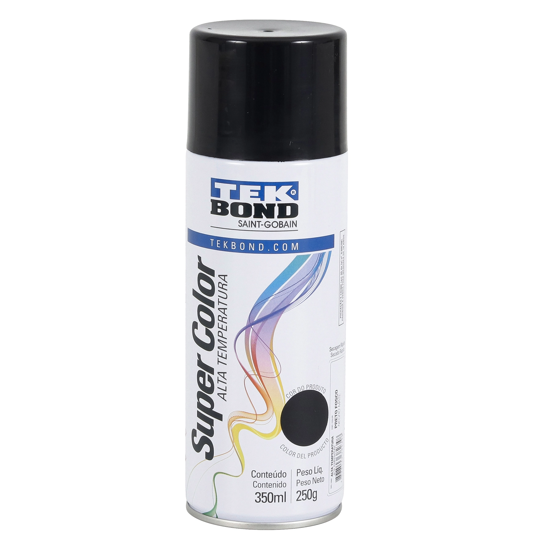 Tinta Spray Preto Fosco Alta Temperatura 350ml Tekbond