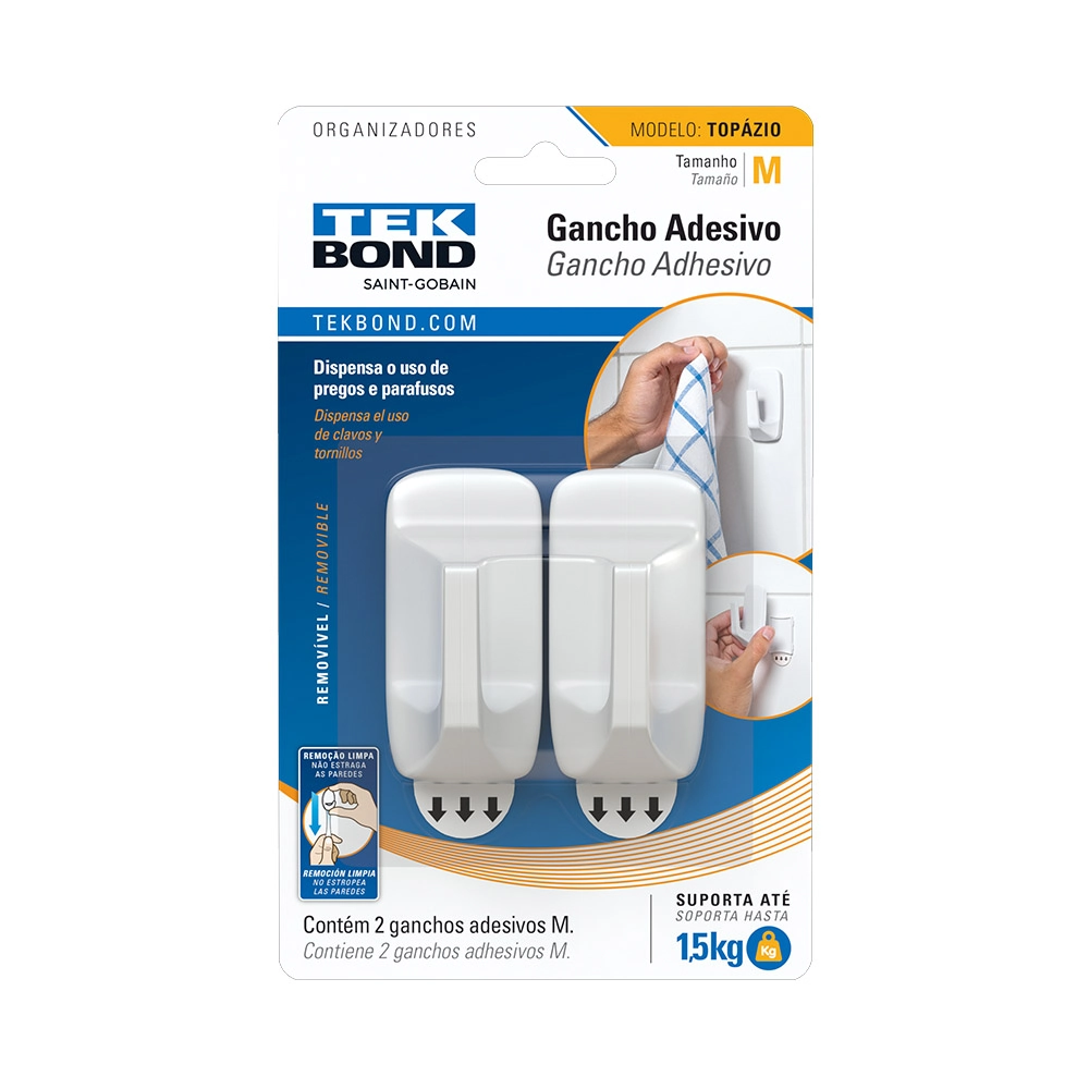 Gancho Topazio Plastico Tam M Branco