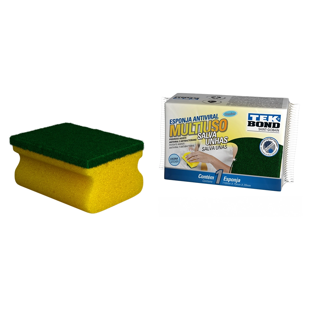 Esponja Multiuso Salva Unhas Unitária Amarelo e Verde
