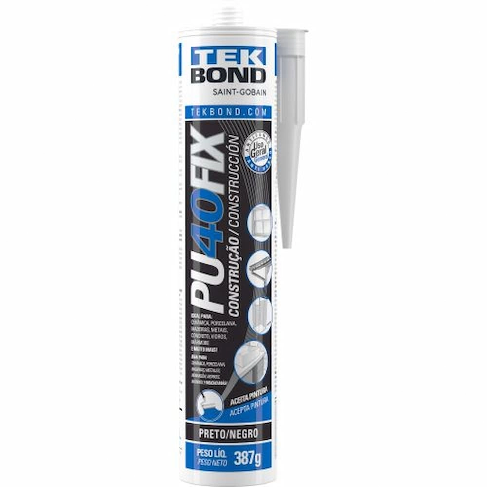 Adesivo Pu40 Fix Preto Cartucho 387g