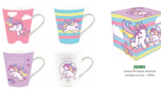 Caneca Porcelana 290ml Unicornio