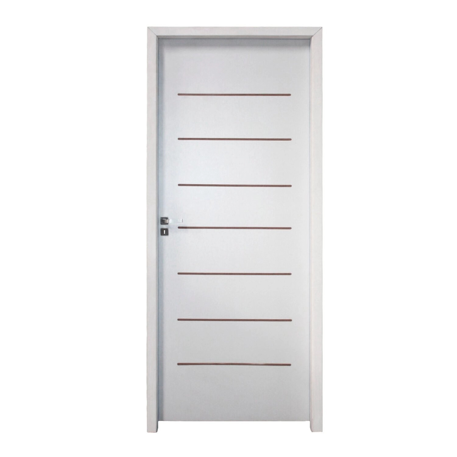 Kit Porta De Madeira 215x67cm Batente 15cm Com Guarnição Cristal Primer Uniportas Branco